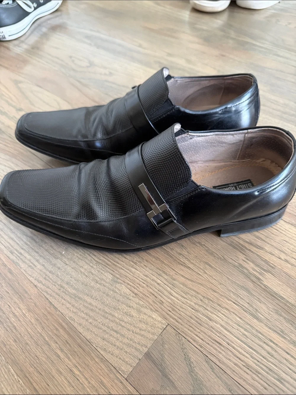 Stacy Adams Black Textured Slip-On Dress Loafers